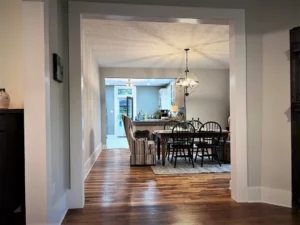 View from living room into dining area